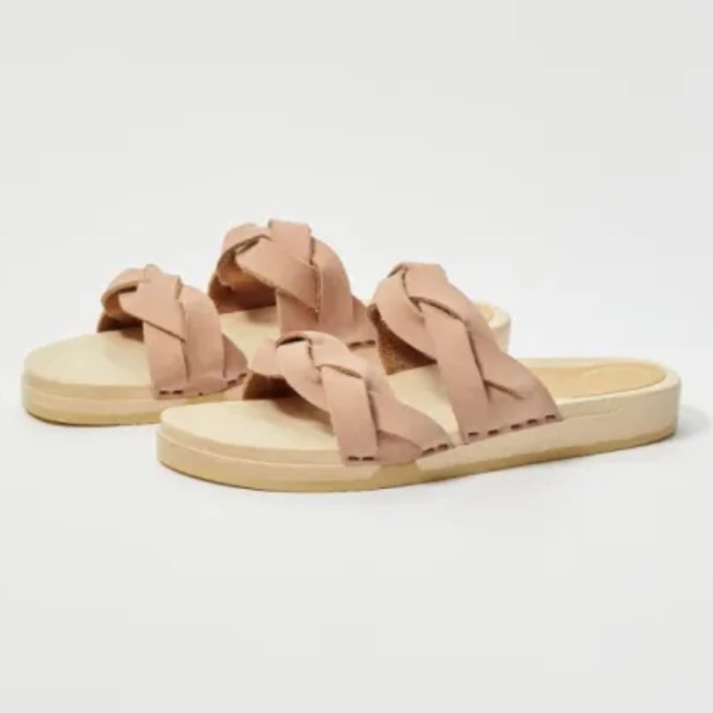 No. 6 - braided leather  Slide Sandals in Natural Nude - Women
